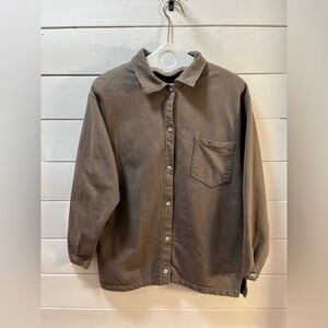 AU COTON ORIGINAL Brown Oversized Button-Up Shirt – Size 1 Estimed S to L